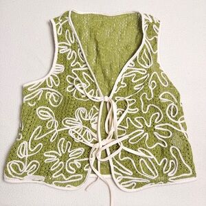 Green Embroidered Women's Vest